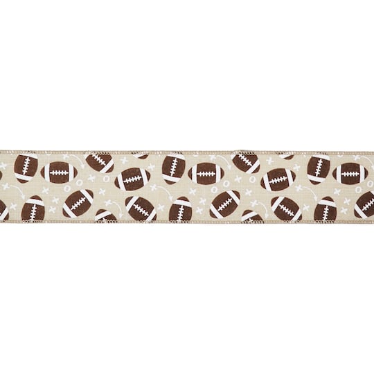 2.5" x 6.6yd. Football Game Wired Faux Linen Ribbon by Celebrate It®